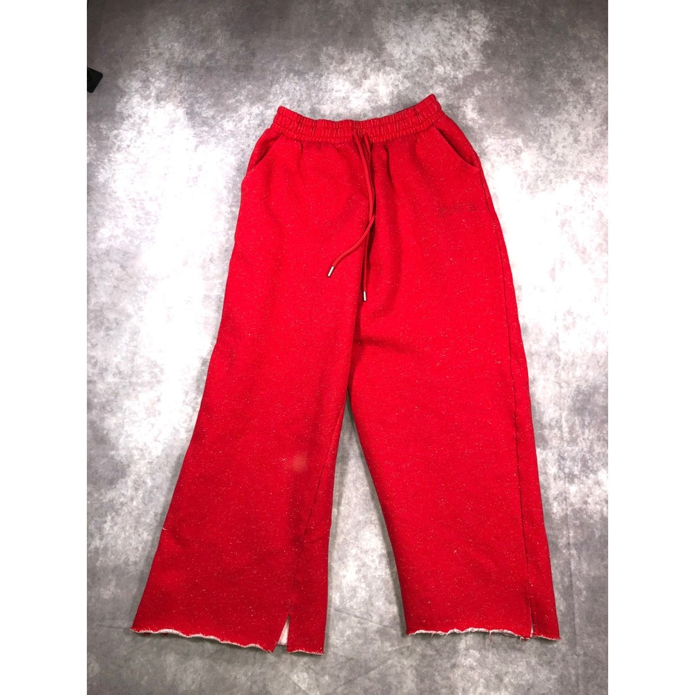 Pink Victoria's Secret Red Shimmer Wide Leg Split Hem Sweatpants Small